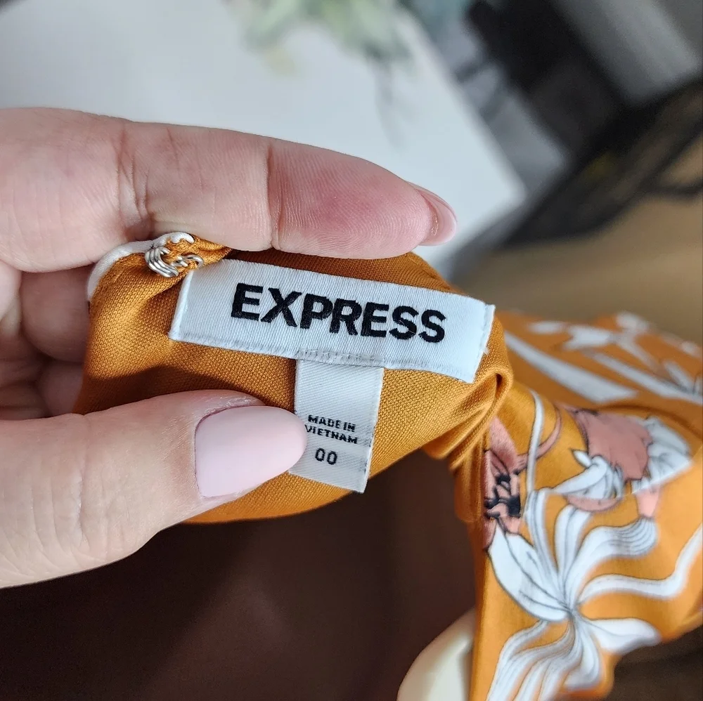 Express Orange Floral Mini Summer Dress - Picture 4 of 8